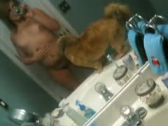 Amazing view as the camera is held by this sexually active coed while she engages in beastiality